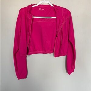 Gilly Hicks Go Recharge Pink Cropped Hoodie Size S Zipper Pull Missing